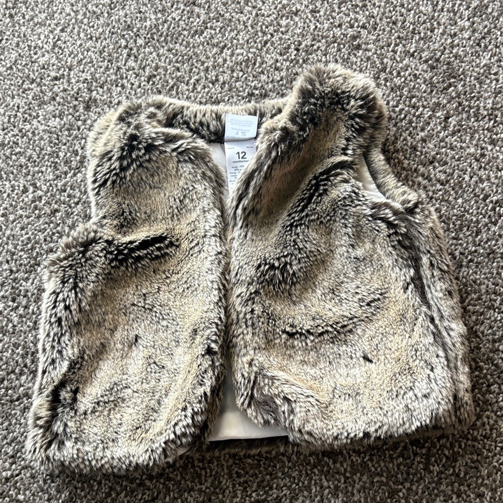 Carter's Cozy Faux Fur Vest - Tan and Brown